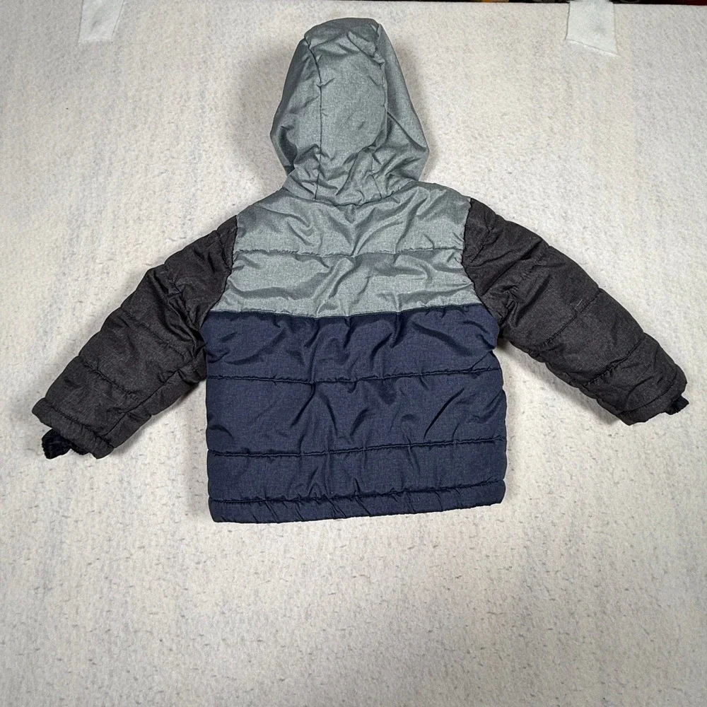 OshKosh Bgosh Toddler Boys Colorblock Puffer Jacket Grey Navy Blue 24M S/B217604